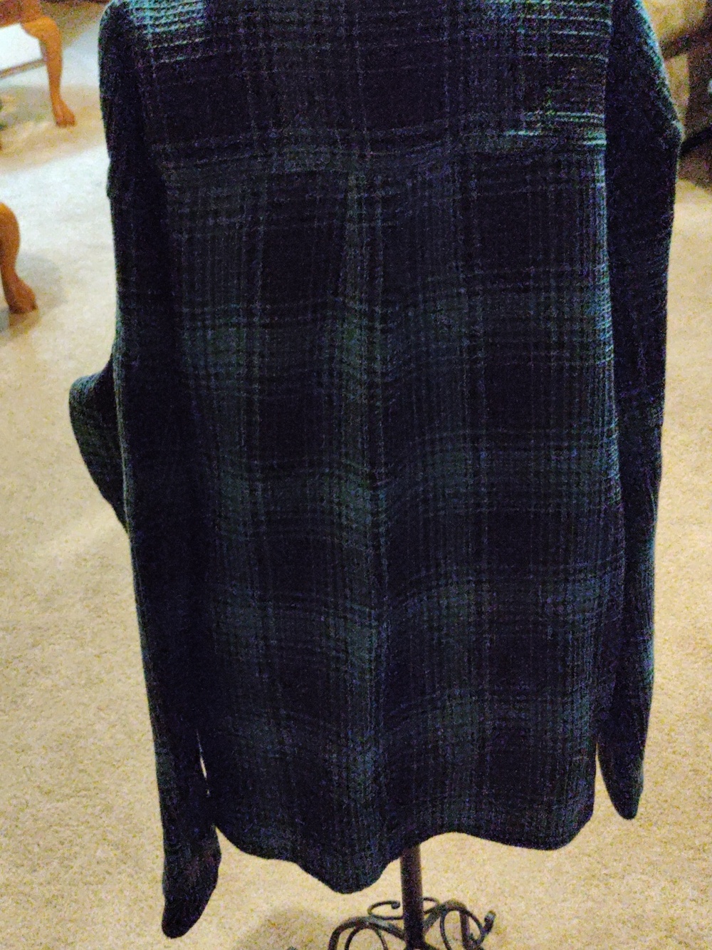Men's Teal & Black Plaid Shirt Jacket - Picture 2 of 5